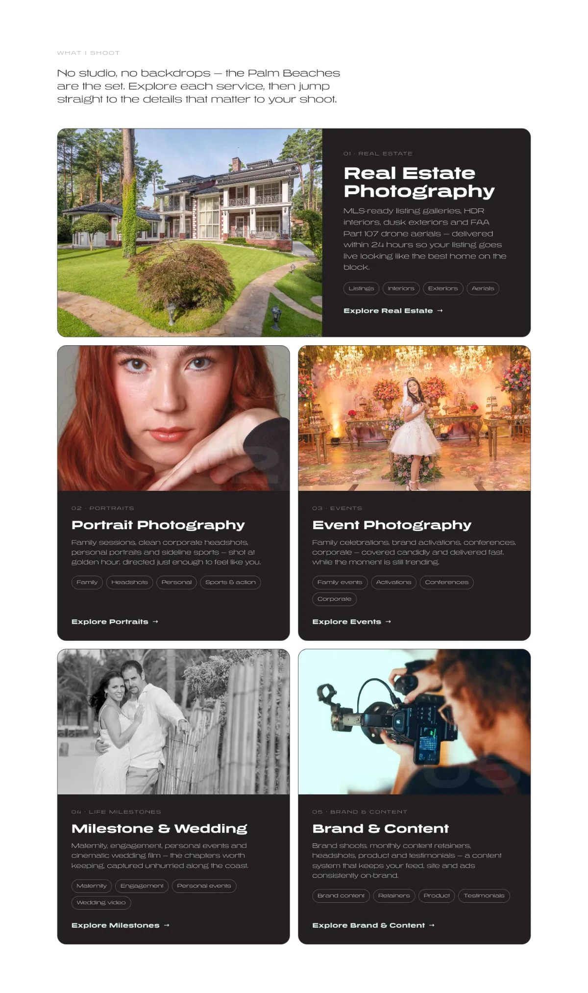 ATEMPO Photography services: real estate, portraits, events, milestones and brand content across the Palm Beaches